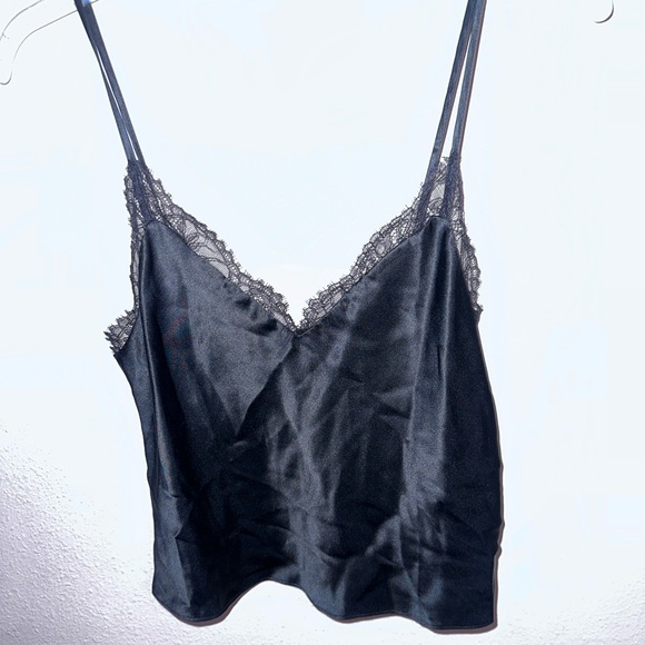Cami NYC Black Satin Camisole with Lace and button down back - Picture 1 of 11